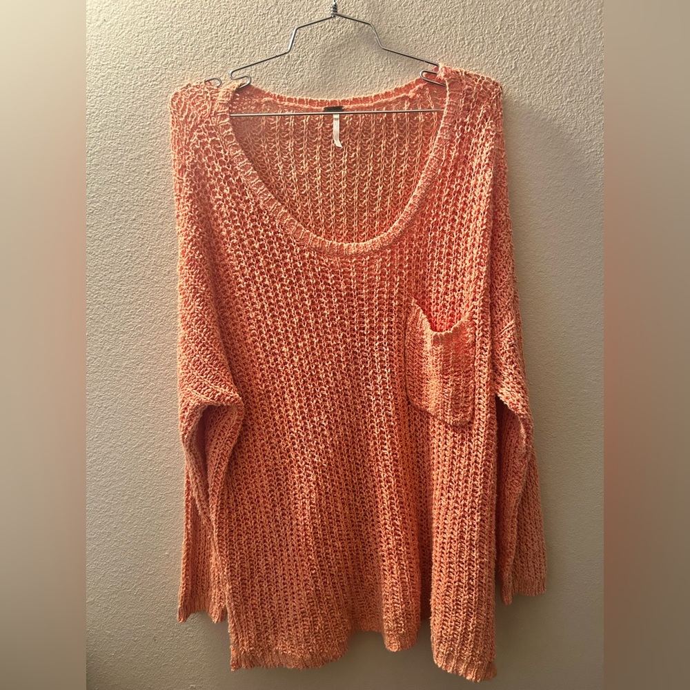 Free People Salmon Oversized Knit Sweater w/ Slit sides  - S/P